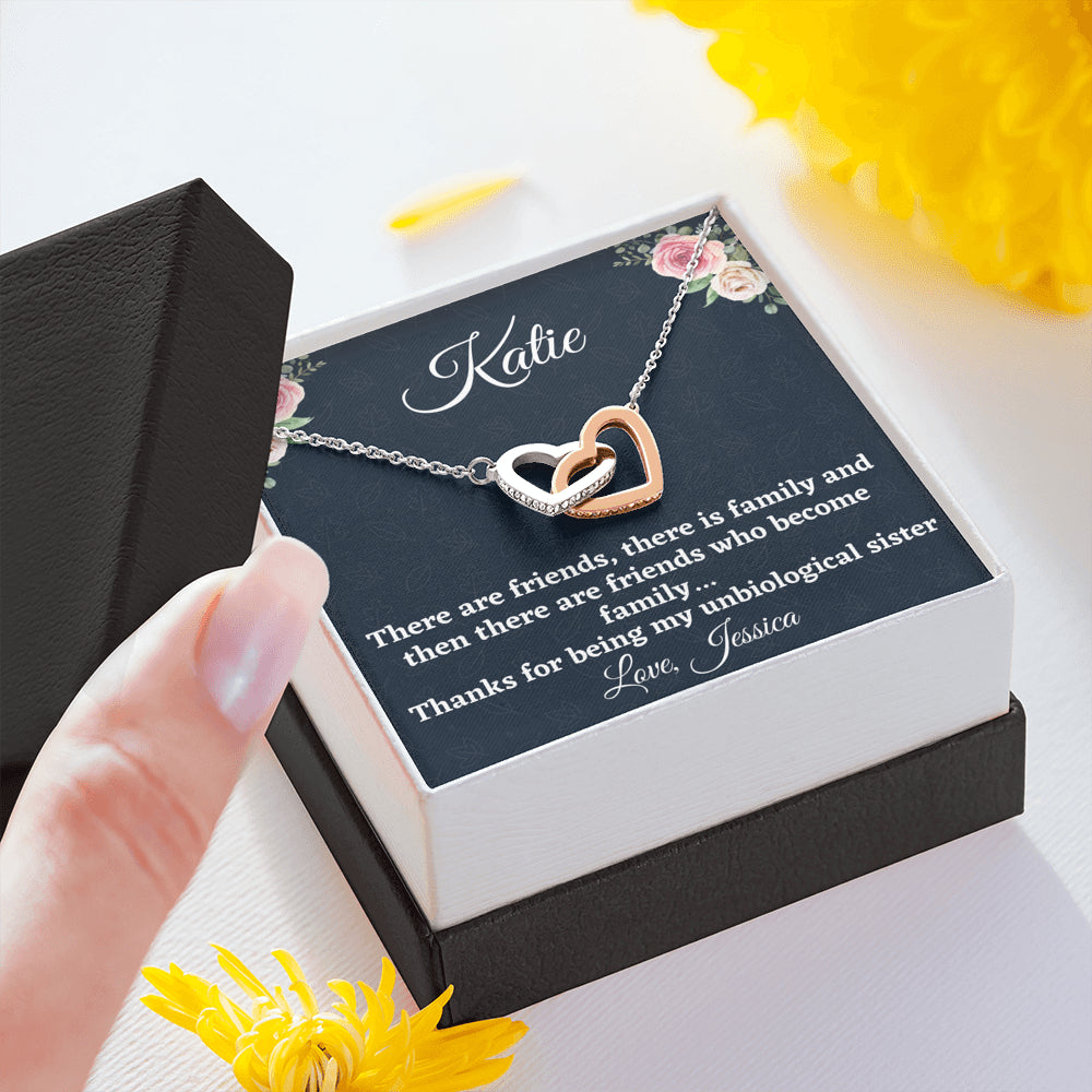 Gift for Best Friend, Personalized Two Hearts Necklace, Unbiological Sister Gift, Gift For Your BFF, Sister Gift