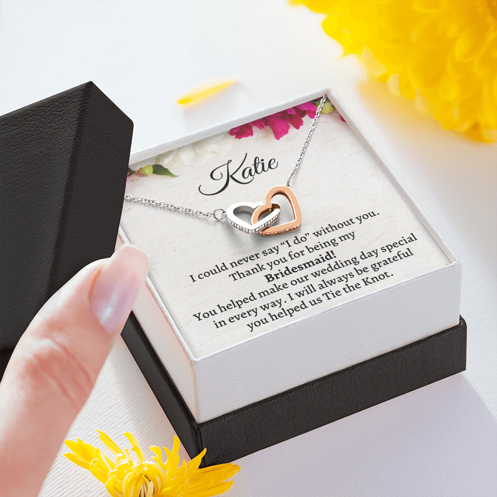 Bridesmaid Thank You Gift From Bride, Personalized Bridesmaid Thank You Gift, Two Hearts Necklace, Appreciation Gift, Bridesmaid Jewelry Gift