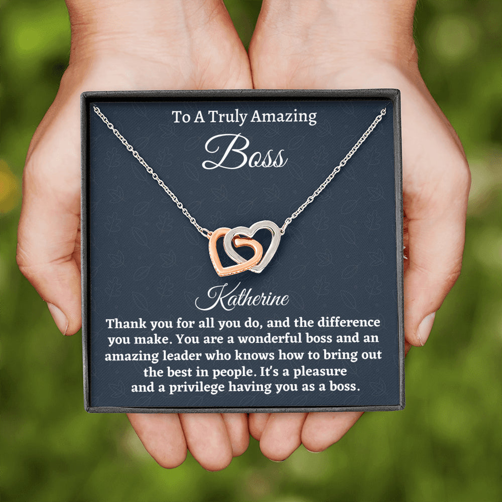 Personalized Boss Gift for Women Boss, Hearts Necklace, Boss Lady Jewelry Gift, Appreciation Thank You Gift For An Amazing Boss