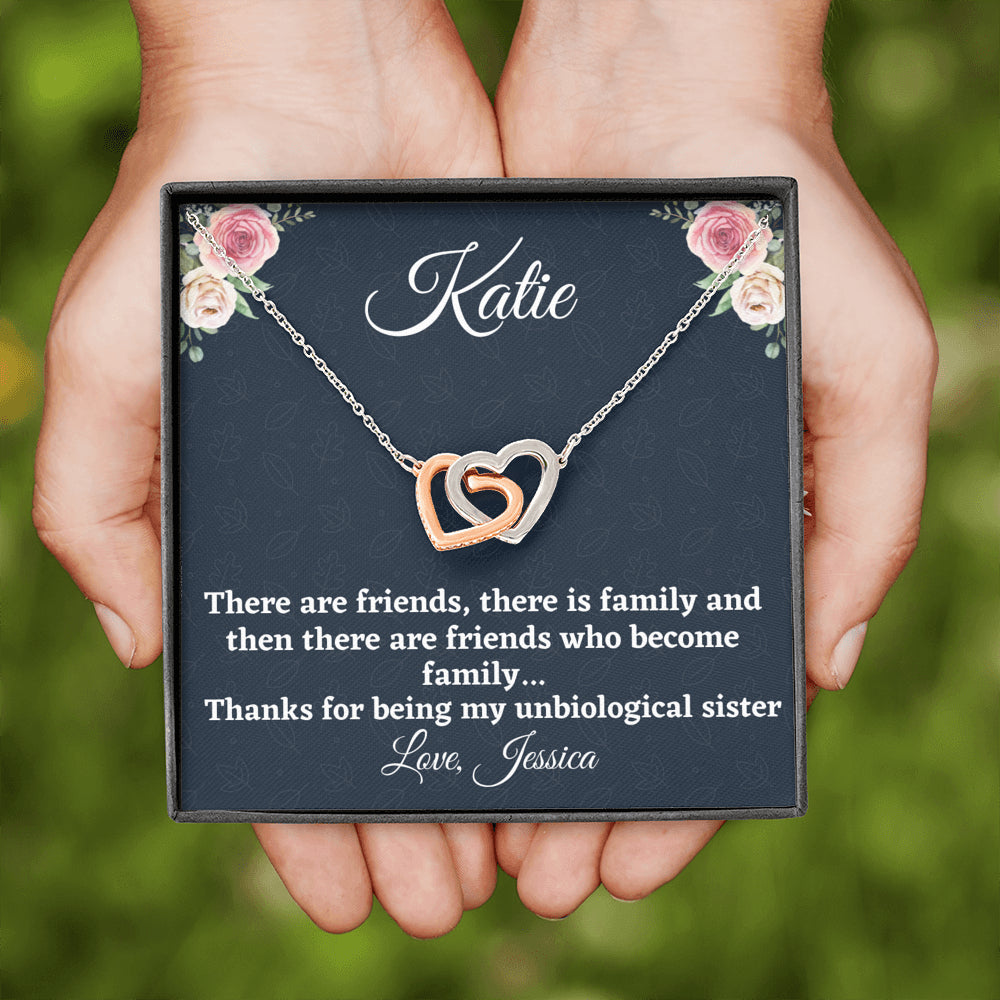 Gift for Best Friend, Personalized Two Hearts Necklace, Unbiological Sister Gift, Gift For Your BFF, Sister Gift