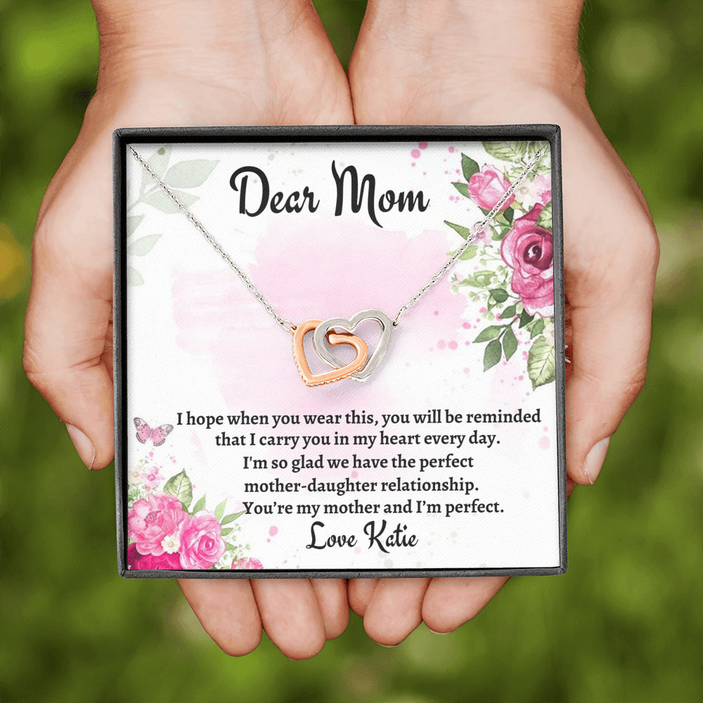 Gift for Mom, Two Hearts Necklace Gift For Mom, Birthday Gift, Present From Daughter to Mother Christmas Gift