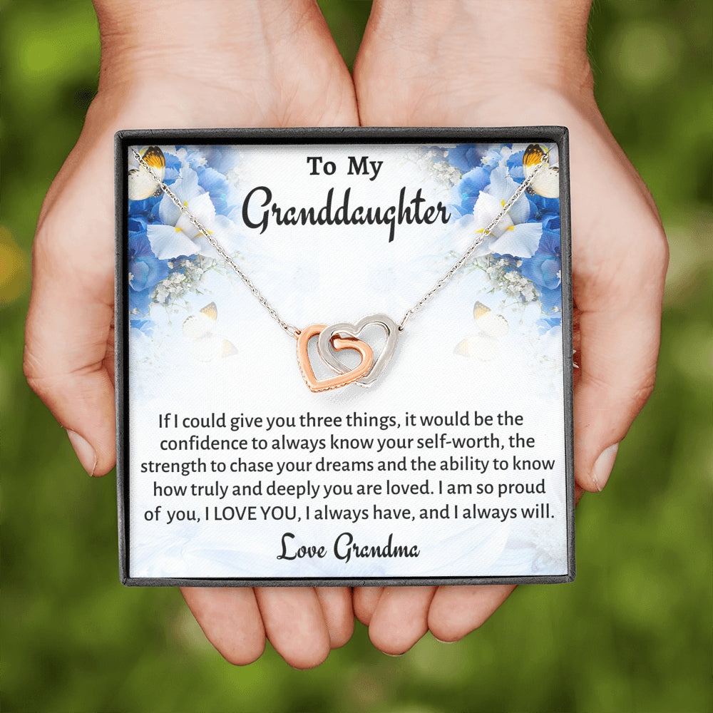To My Granddaughter Two Hearts Necklace Gift, Know You Are Deeply Loved Necklace, Gift for Daughter from Nana Birthday, Graduation or Christmas Present