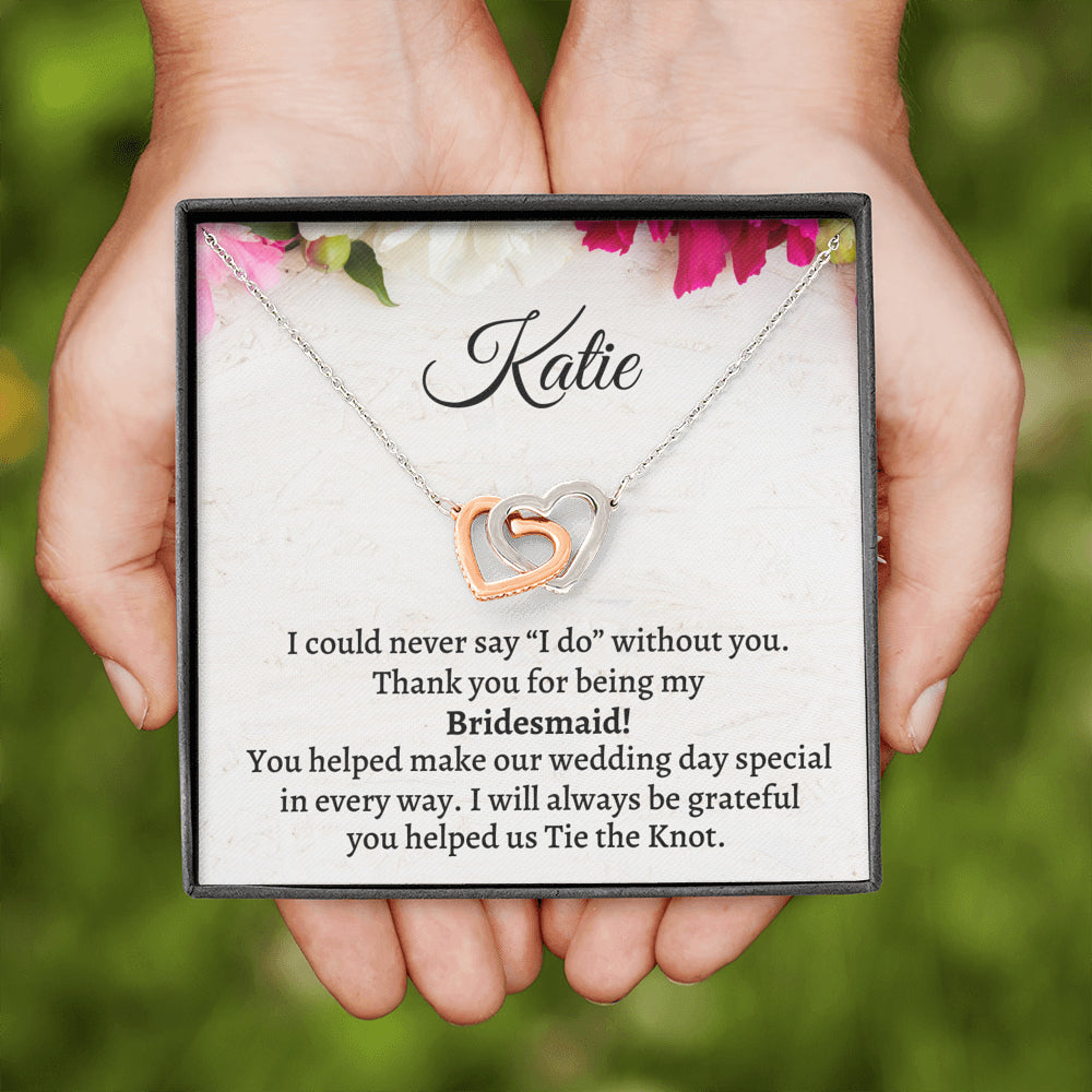 Bridesmaid Thank You Gift From Bride, Personalized Bridesmaid Thank You Gift, Two Hearts Necklace, Appreciation Gift, Bridesmaid Jewelry Gift