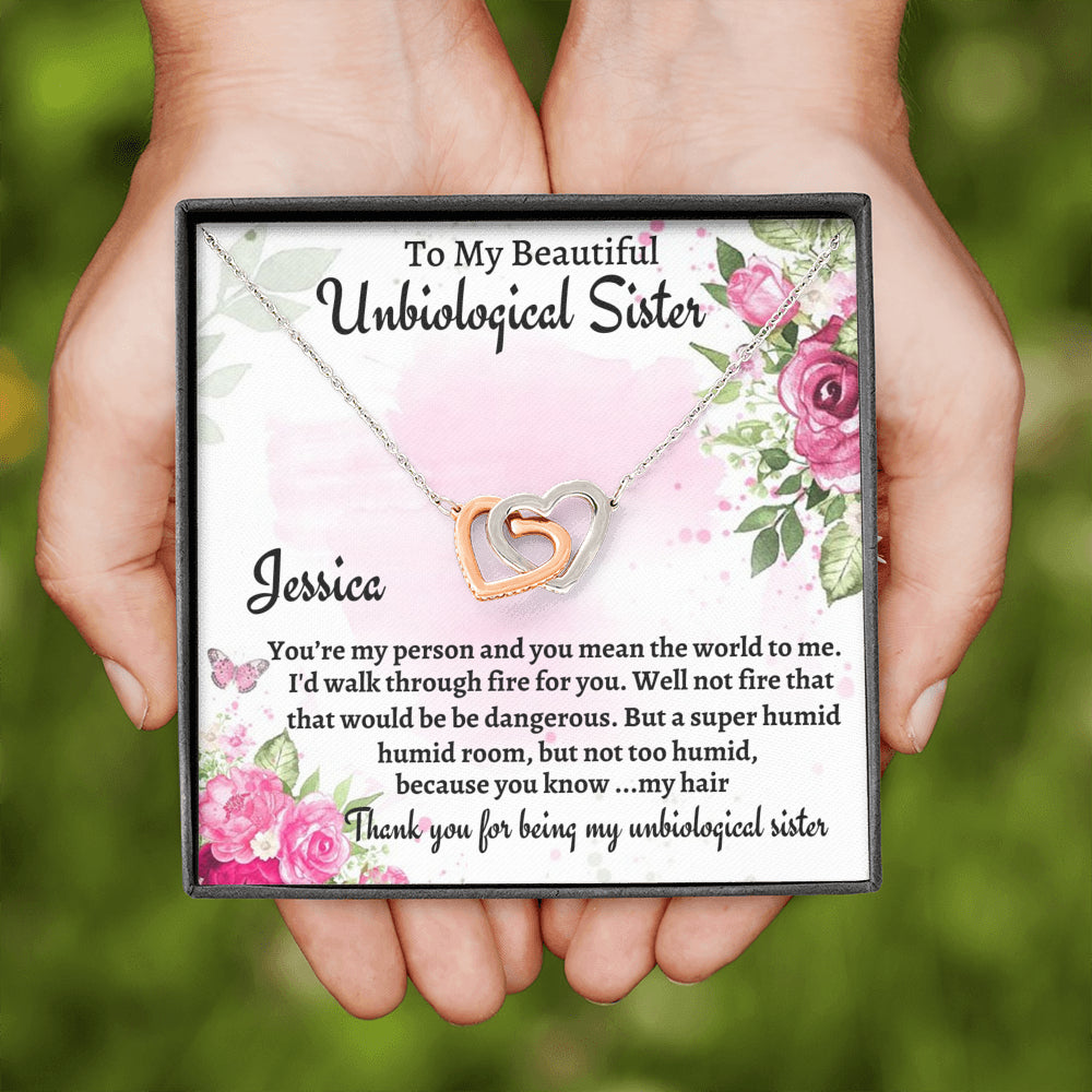 Unbiological Sister Gift, Personalized Two Hearts Necklace, Gift For A Soul Sister, Birthday Gift For A Friend, Best Friend Christmas Gift