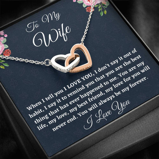 To My Wife Necklace Gift, Two Hearts Necklace For Her Anniversary, Birthday Gift, Gift For Her, Gift For Wife Appreciation Gift