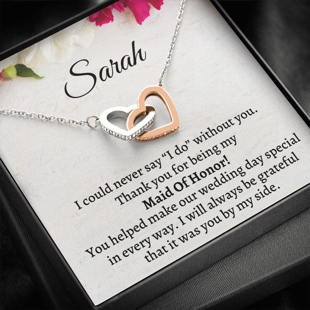 Maid of Honor Thank You Gift From Bride, Personalized Maid of Honor Thank You Gift, Two Hearts Necklace, Appreciation Gift, Jewelry Gift, Matron of Honor Gift