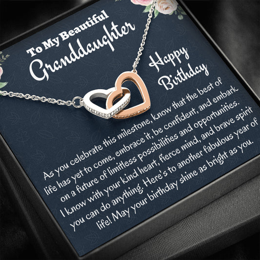 Granddaughter Birthday Gift, Two Hearts Necklace, Gift For Granddaughter From Grandma, Birthday Jewelry, Grandfather to Granddaughter