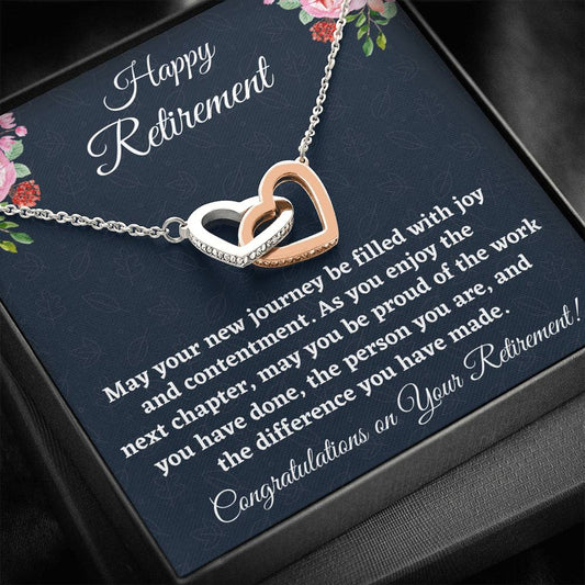 Retirement Gifts for Women Necklace, Coworker Retirement Gift, Teacher Retirement Gift, Two Hearts Necklace, Gifts for Retiring Colleague