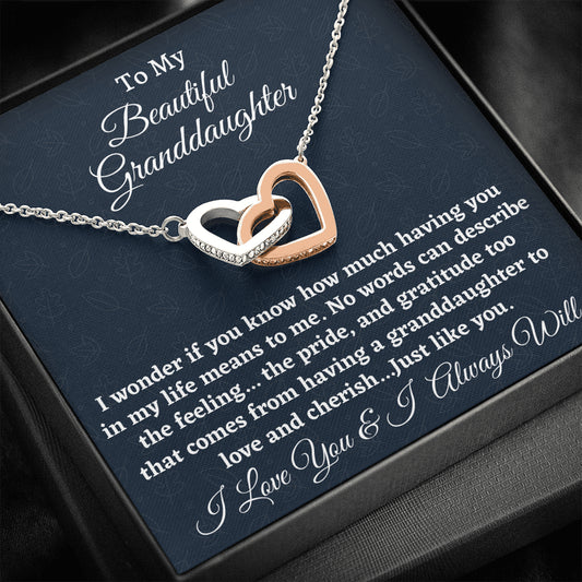 To My Granddaughter Gift, Two Hearts Necklace, Necklace for Granddaughter, Jewelry for Granddaughter From Grandmother For Birthday Gift