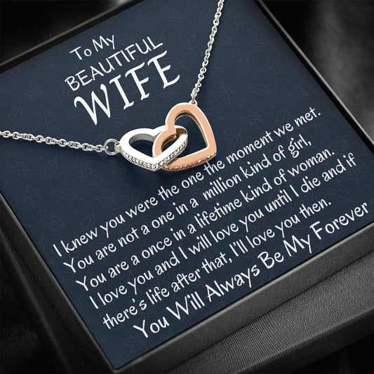 Necklace Gift For Her, Anniversary Gift Necklace, Birthday Gift, Interlocking Hearts Necklace Gift For Her, Gift For Wife