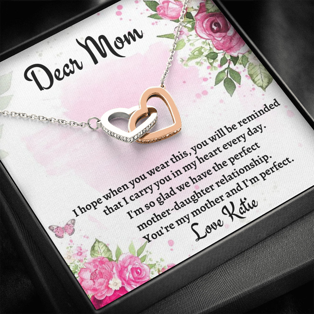 Gift for Mom, Two Hearts Necklace Gift For Mom, Birthday Gift, Present From Daughter to Mother Christmas Gift