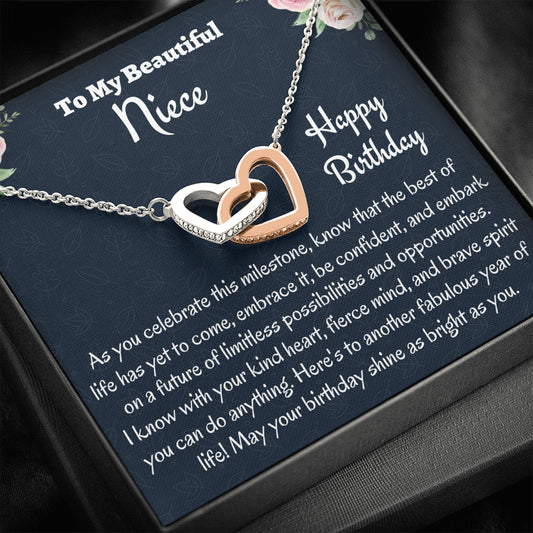 Niece Birthday Gift, Two Hearts Necklace, Gift For Niece From Aunt, Birthday Jewelry Gift, Uncle to Niece Gift