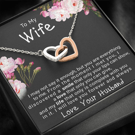 Gift for Wife Two Hearts Necklace, Christmas Gift for Wife, On her Birthday Gift, Jewelry Gift For Wife From Husband