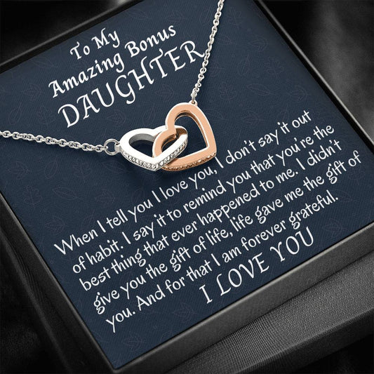 To my Bonus Daughter Two Hearts Necklace, Stepdaughter Gift, Bonus Daughter Birthday Gift, Gift for Bonus Daughter, Daughter in Law
