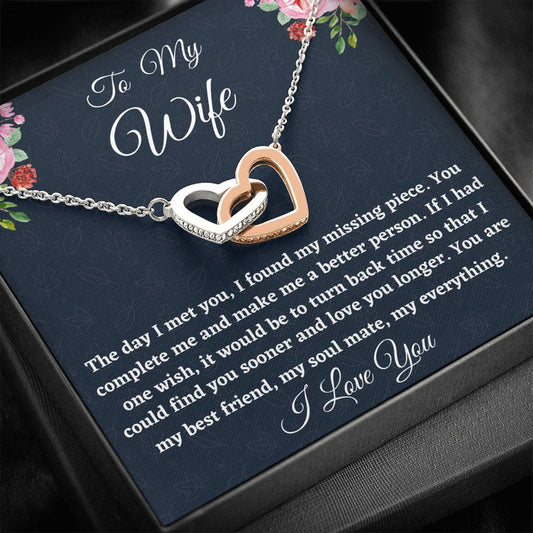 To My Wife Necklace Gift, Two Hearts Necklace Wife Appreciation Gift For Her Anniversary, Birthday Gift, Gift For Her