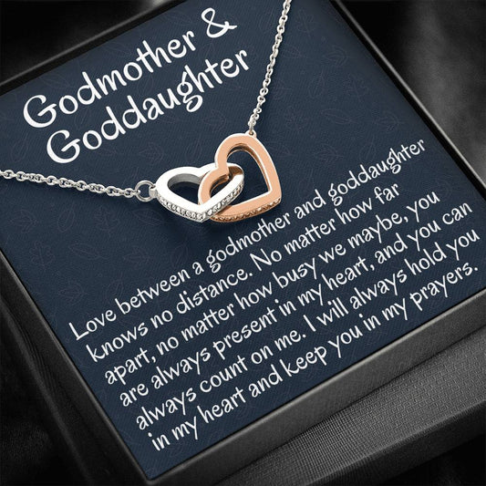 Godmother & Goddaughter Gift Necklace, Two Hearts Necklace Gift for Baptism, Confirmation, Graduation Birthday