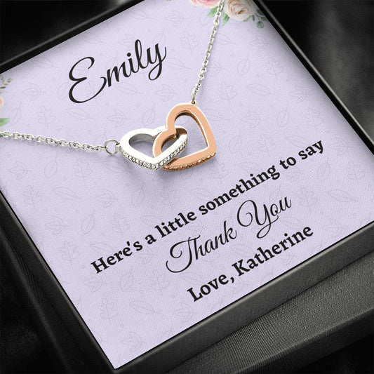 Personalized Thank You Gift, Two Hearts Necklace, Appreciation Jewelry Gift For Women, Wedding Thank You, Mindfulness Gift For A Friend