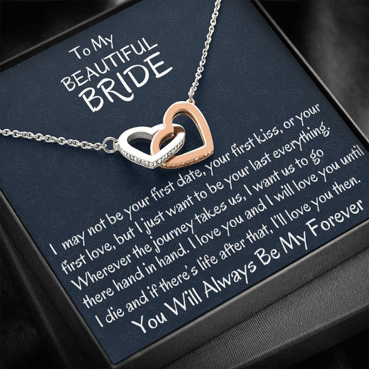 To My Bride Two Hearts Necklace, Bride Gift, From Groom To Bride, Wedding Day Gift For Bride From Groom, Gift For Wife To Be