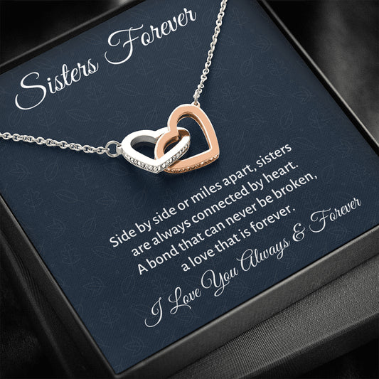 Forever Sister Gift, Two Hearts Necklace Gift For Sister, Sister To Sister Christmas or Birthday Gift, Big Sis or Little Sis Gift
