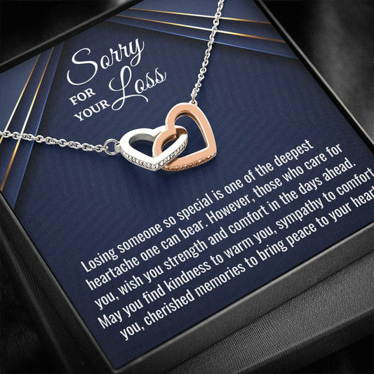 Sorry for Your Loss Gift, Loss of a Loved One, Grief, Bereavement Gift, Sympathy Two Hearts Necklace, Loss of Husband, Loss of Father