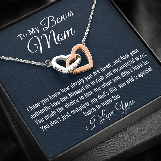Gift For Bonus Mom, Stepmom Necklace Gift, Two Hearts Necklace, Birthday Gift For Stepmom From Stepdaughter, Gift From Stepson