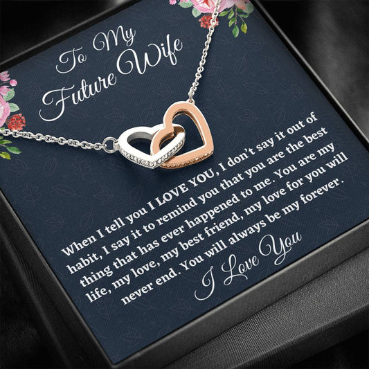To My Future Wife Necklace Gift, Birthday Gift For Fiancée, Two Hearts Necklace For Her Anniversary, Gift For Her, Gift For Engaged Girlfriend