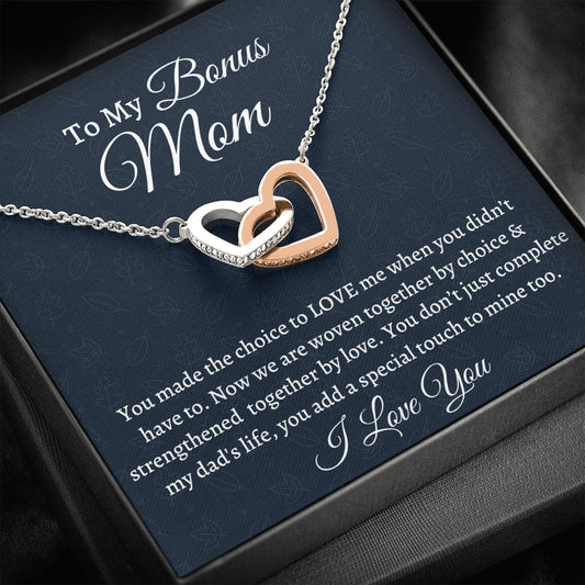 Stepmom  Necklace Gift, Gift For Bonus Mom, Two Hearts Necklace, Birthday Gift For Stepmom From Stepdaughter Gift From Stepson