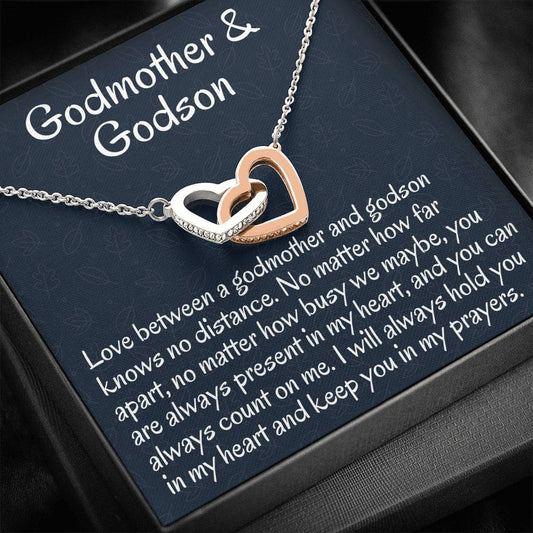Godmother & Godson Gift Necklace, Two Hearts Necklace, Gift for Godmother, Birthday