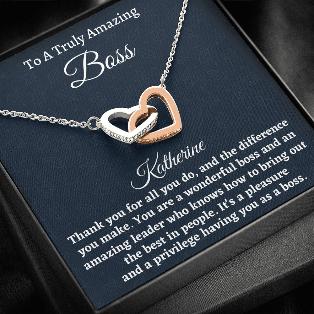 Personalized Boss Gift for Women Boss, Hearts Necklace, Boss Lady Jewelry Gift, Appreciation Thank You Gift For An Amazing Boss