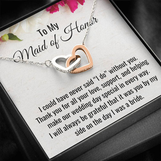 Maid Of Honor Gift, Thank You for Being My Maid Of Honor Gift, Two Hearts Necklace Gift From Bride