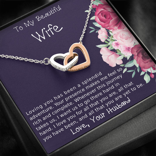To My Wife Two Hearts Necklace Gift, Christmas Gift for Wife, Jewelry Gift For Wife From Husband, To My Soulmate Gift