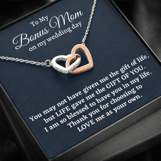 Stepmother Wedding Gift from Bride, Two Hearts Necklace, Bonus Mom Gift, To Stepmom of the Bride Gift, Wedding Jewelry for Stepmom