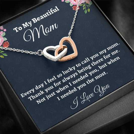 Gift for Mom, Birthday Gift for Mom, Two Hearts Necklace, Present From Daughter to Mother Christmas Gift From Son