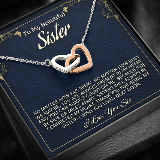 Sister Necklace Gift, Two Hearts Necklace, Gift For Soul Sister, Birthday Gift For A Sister, Best Friend Christmas Gift