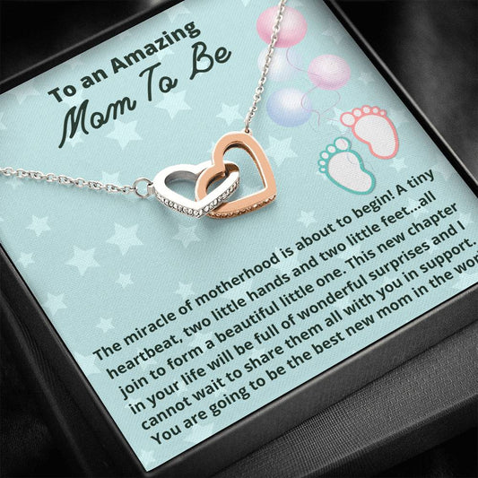Mom To Be Necklace Gift, Baby Shower Gift Two Hearts Necklace for Expecting Moms, Mom to Be, New Mom Gift, Pregnancy gift