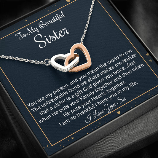 To My Sister Necklace Gift, Two Hearts Necklace, Birthday Gift For A Sister, Christmas Gift, Gift For Soul Sister, My Best Friend
