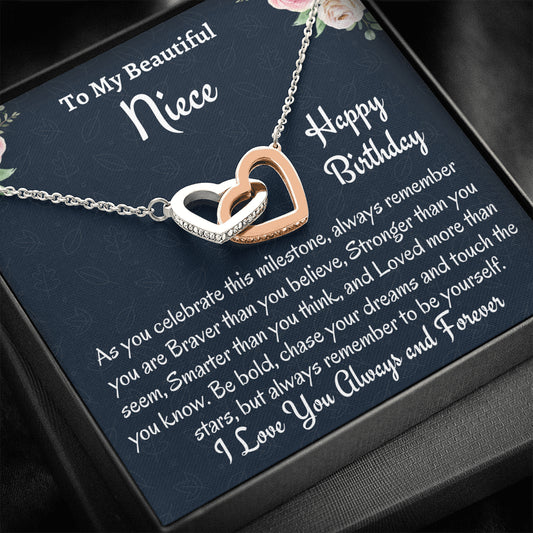 To My Niece Birthday Gift, Two Hearts Necklace, Gift For Niece From Aunt, Birthday Jewelry Gift, Uncle to Niece Gift