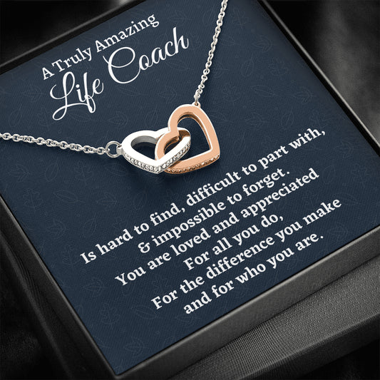 Life Coach Gift, Appreciation Gift For A Life Coach, Life Coach Two Hearts Necklace Personalized Gift, Jewelry Gift For Women