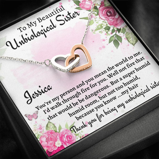 Unbiological Sister Gift, Personalized Two Hearts Necklace, Gift For A Soul Sister, Birthday Gift For A Friend, Best Friend Christmas Gift