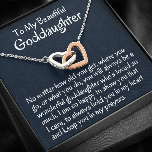 To My Goddaughter Necklace Gift, Goddaughter Gift from Godmother Two Hearts Necklace Gift for First Communion, Confirmation, Birthday