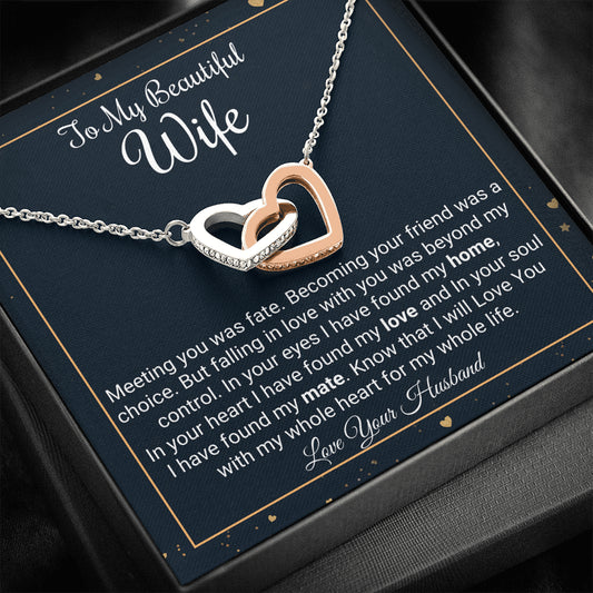 To My Wife Necklace Gift, Two Hearts Necklace, Christmas Gift for Wife, Birthday Gift For Her, Jewelry Gift For Wife From Husband
