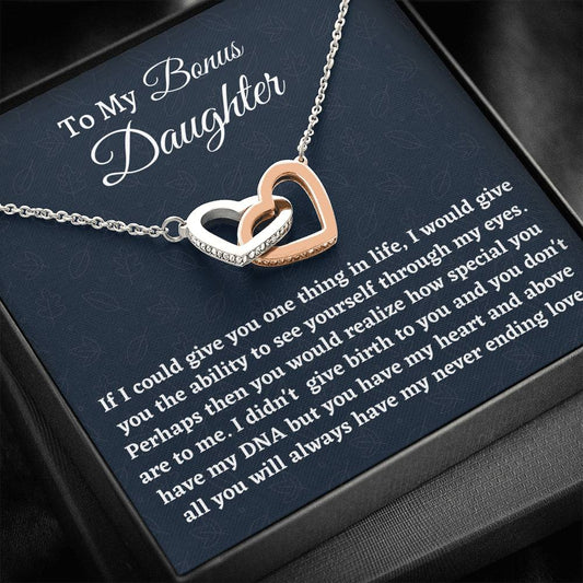 Stepdaughter Gift, Bonus Daughter Gift, Two Hearts Necklace, Birthday Gift, From Stepmom Present for Stepdaughter
