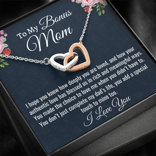 Gift For Bonus Mom, Stepmom Necklace Gift, Two Hearts Necklace, Birthday Gift For Stepmom From Stepdaughter, Gift From Stepson