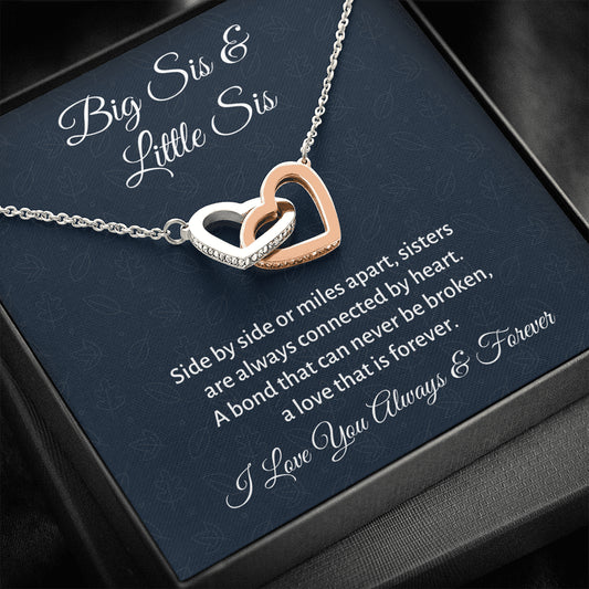 Big Sis Little Sis Gift, Two Hearts Necklace Gift For Sister, Sister To Sister Christmas or Birthday Gift, Big Sis or Little Sis Gift