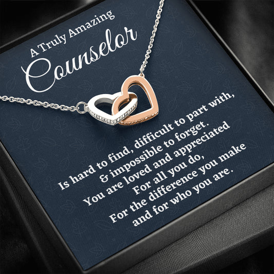 Counselor Gift, Appreciation Gift For A Counselor, Two Hearts Necklace Personalized Gift, Jewelry Gift For Women