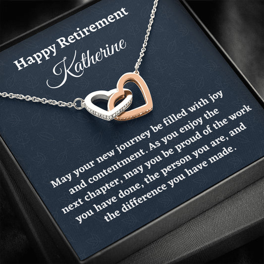 Personalized Retirement Gift for Women, Retirement Necklace Coworker Retirement Gift, Two Hearts Necklace, Gifts for Retiring Colleague