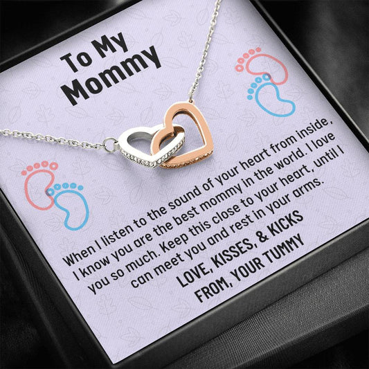 Mom To Be Gift, Two Hearts Necklace Gift For Expecting Mom, Pregnancy Gift, Mama Present From Unborn Baby, Mommy To Be Gift