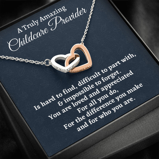 Childcare Provider Gift, Appreciation Gift For A Childcare Provider, Two Hearts Necklace Personalized Gift, Jewelry Gift For Women
