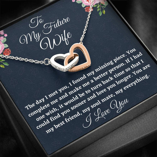 To My Future Wife Necklace Gift, Two Hearts Necklace For Her Anniversary, Birthday Gift For Fiancée, Gift For Her, Gift For Engaged Girlfriend