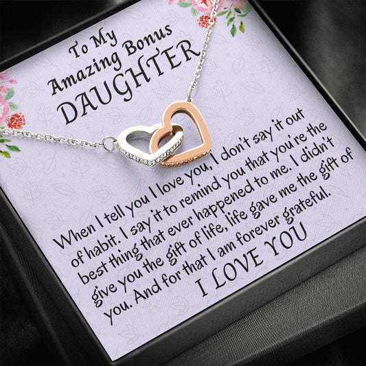 To My Bonus Daughter, Stepdaughter Gift, Two Hearts Necklace, Bonus Daughter Birthday Gift, Gift for Bonus Daughter, Daughter in Law